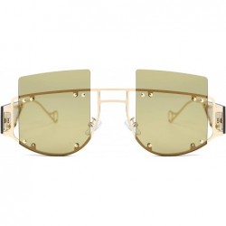 Semi-rimless Woman Retro Oversized Big Square Frame UV400 Polarized Sunglasses for Female 2130 - Green - CS18ZA6N29W $35.53