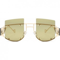 Semi-rimless Woman Retro Oversized Big Square Frame UV400 Polarized Sunglasses for Female 2130 - Green - CS18ZA6N29W $35.53