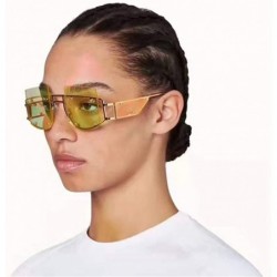 Semi-rimless Woman Retro Oversized Big Square Frame UV400 Polarized Sunglasses for Female 2130 - Green - CS18ZA6N29W $35.53