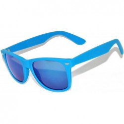 Wayfarer Vintage Retro Reflective Lens Sunglasses Mirror Lens Mens Womens - Mirror-blue-yellow-lens - CW11I7BPI03 $7.27