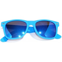 Wayfarer Vintage Retro Reflective Lens Sunglasses Mirror Lens Mens Womens - Mirror-blue-yellow-lens - CW11I7BPI03 $7.27