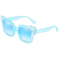 Aviator Sunglasses for Women - Neutral Cat Eye Sunglasses Fashion Rhinestone Decoration UV 400 Eyewear (Blue) - Blue - CW18DS...