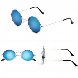 Sport Vintage style Round Sunglasses for Women Plastic Resin UV 400 Protection Sunglasses - Silver Blue - CG18T3X57EU $11.91