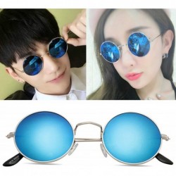 Sport Vintage style Round Sunglasses for Women Plastic Resin UV 400 Protection Sunglasses - Silver Blue - CG18T3X57EU $11.91