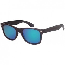 Square Horn Rimmed Wood Pattern Sunglasses w/Color Mirror Lens 5401AWD-REV - Dark Brown - CX1833MZC6G $8.48