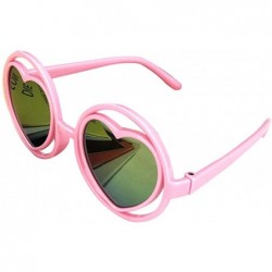 Round Kid Child Glasses Heart Dazzling Reflective Round Love Shade Decorative Sunglasses UV400 - Pink - CY198E2TE5K $11.13