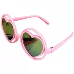 Round Kid Child Glasses Heart Dazzling Reflective Round Love Shade Decorative Sunglasses UV400 - Pink - CY198E2TE5K $19.62