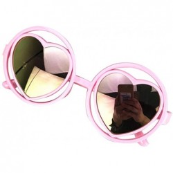 Round Kid Child Glasses Heart Dazzling Reflective Round Love Shade Decorative Sunglasses UV400 - Pink - CY198E2TE5K $11.13