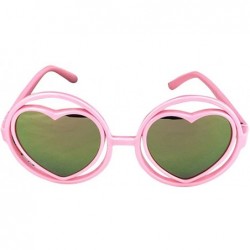 Round Kid Child Glasses Heart Dazzling Reflective Round Love Shade Decorative Sunglasses UV400 - Pink - CY198E2TE5K $11.13