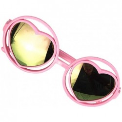 Round Kid Child Glasses Heart Dazzling Reflective Round Love Shade Decorative Sunglasses UV400 - Pink - CY198E2TE5K $11.13