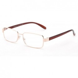 Square "Bruce" Aluminum Brushed Prescription Ready Clear Lens Rx Frames - Gold/Brown - C112KRZE0RX $30.49