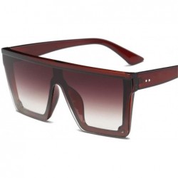 Rimless Male Flat Top Sunglasses Black Square UV400 Gradient Sun Glasses for Men Cool One Piece - Tea - CO194ONLD58 $39.10