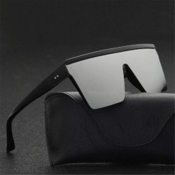 Rimless Male Flat Top Sunglasses Black Square UV400 Gradient Sun Glasses for Men Cool One Piece - Tea - CO194ONLD58 $24.88