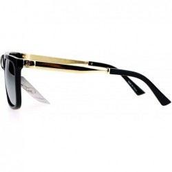 Rectangular Square Rectangular Sunglasses Unisex Fashion Black Gold Frame UV 400 - Black (Silver Mirror) - CH186SRRTWO $7.58