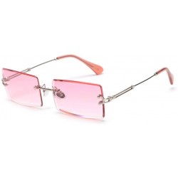Rectangular Rectangle Sunglasses Women Rimless Square Sun Glasses for Women Christmas Gifts - Clear Pink - CK18YYQZCWS $27.44