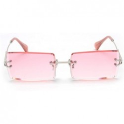 Rectangular Rectangle Sunglasses Women Rimless Square Sun Glasses for Women Christmas Gifts - Clear Pink - CK18YYQZCWS $14.09