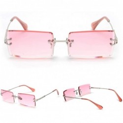 Rectangular Rectangle Sunglasses Women Rimless Square Sun Glasses for Women Christmas Gifts - Clear Pink - CK18YYQZCWS $14.09