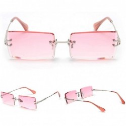 Rectangular Rectangle Sunglasses Women Rimless Square Sun Glasses for Women Christmas Gifts - Clear Pink - CK18YYQZCWS $14.09