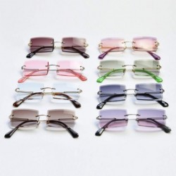Rectangular Rectangle Sunglasses Women Rimless Square Sun Glasses for Women Christmas Gifts - Clear Pink - CK18YYQZCWS $14.09