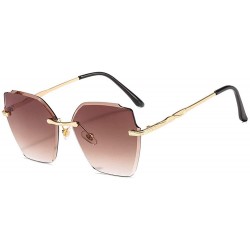 Rimless Rimless Cut Edge Irregular Ocean Slice Sunglasses for Ladies - 1 - CU198U8D3QT $45.46