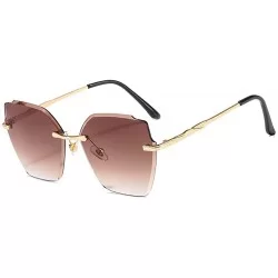 Rimless Rimless Cut Edge Irregular Ocean Slice Sunglasses for Ladies - 1 - CU198U8D3QT $26.32