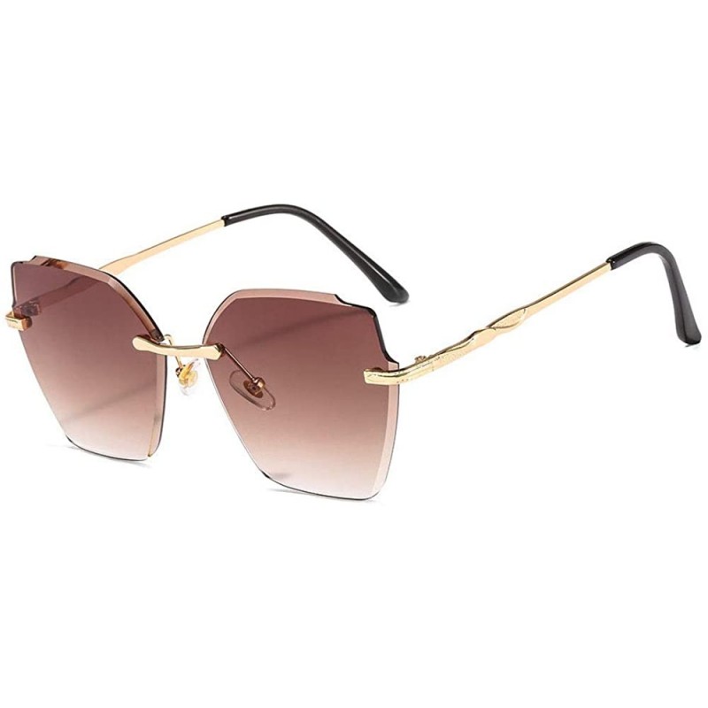 Rimless Rimless Cut Edge Irregular Ocean Slice Sunglasses for Ladies - 1 - CU198U8D3QT $26.32