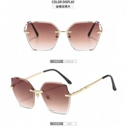 Rimless Rimless Cut Edge Irregular Ocean Slice Sunglasses for Ladies - 1 - CU198U8D3QT $26.32