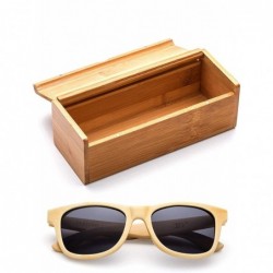 Wayfarer Genuine Handmade Bamboo Sunglasses Anti-Glare Polarized Wooden Spring Hinges with Bamboo box - CF17XHZQTNE $50.77