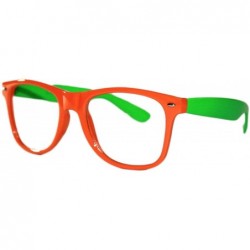 Rectangular Neon Two-tone Style Clear Lens Glasses Retro Urban Nerd - Orange Front W/ Green Temples - CP128LYJ0DV $17.21