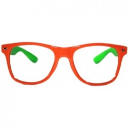 Rectangular Neon Two-tone Style Clear Lens Glasses Retro Urban Nerd - Orange Front W/ Green Temples - CP128LYJ0DV $8.37