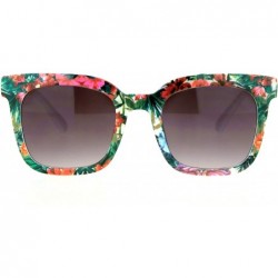 Square Womens Sunglasses Classic Square Frame Casual Fashion Shades UV 400 - Tropical Floral (Smoke) - CO19580ASZW $15.43