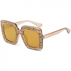 Cat Eye Sunglasses for Women Diamond Cat Eye Vintage Sunglasses Retro Oversized Glasses Eyewear - H - CZ18QMXTQ7G $12.08