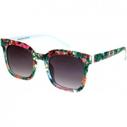 Square Womens Sunglasses Classic Square Frame Casual Fashion Shades UV 400 - Tropical Floral (Smoke) - CO19580ASZW $15.43