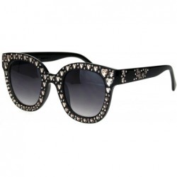 Rectangular Womens Heart Foil Jewel Engraving Thick Plastic Horn Rim Fashion Sunglasses - Black Gold Smoke - C318IDWIU62 $9.61