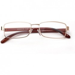 Square "Bruce" Aluminum Brushed Prescription Ready Clear Lens Rx Frames - Gold/Brown - C112KRZE0RX $19.36