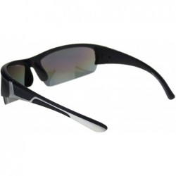 Sport Mens Colored Mirror Narrow Half Rim Sport Warp Sunglasses - Matte Black Silver Oil Slick Mirror - CW18OW2IE3H $9.12
