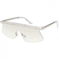 Rimless Kahuna Semi Rimless One Piece Shield Lens Sunglasses - Grey Crystal Silver Frame - CA18YAKNNE7 $18.91