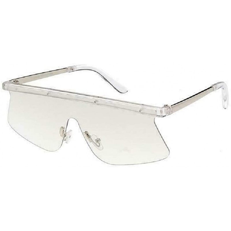 Rimless Kahuna Semi Rimless One Piece Shield Lens Sunglasses - Grey Crystal Silver Frame - CA18YAKNNE7 $10.45