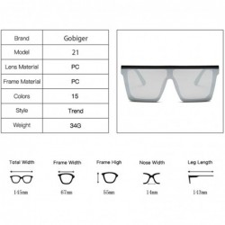 Square Oversized Sunglasses for Women Men Square Retro Mirror Sun Glasses - C31962022H9 $12.09