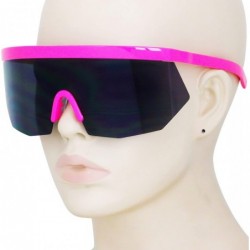 Oversized Oversized Super Shield Rainbow Mirrored Lens Semi Rimless Style Retro Flat Top Sunglasses - Pink - C918U4QW0AW $13.10