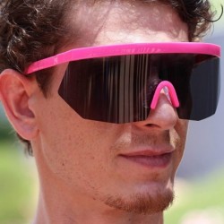 Oversized Oversized Super Shield Rainbow Mirrored Lens Semi Rimless Style Retro Flat Top Sunglasses - Pink - C918U4QW0AW $13.10