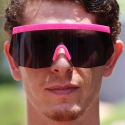 Oversized Oversized Super Shield Rainbow Mirrored Lens Semi Rimless Style Retro Flat Top Sunglasses - Pink - C918U4QW0AW $13.10