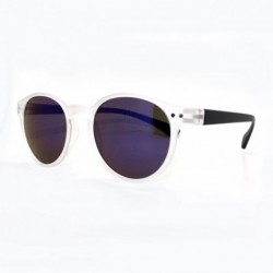 Round Multicolor Mirror Lens Round Horn Rim Fashion Sunglasses Thin Light Frame - Black - C711W8F199D $10.81
