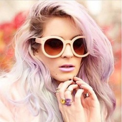 Oversized Round Retro Oversized Sunglasses for Women with Colored Mirror and Neutral Lens 53mm - C05 - Black / Lavender - CQ1...