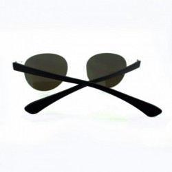 Round Multicolor Mirror Lens Round Horn Rim Fashion Sunglasses Thin Light Frame - Black - C711W8F199D $10.81