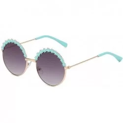 Round 2019 Festival Metal Frame Kids Sunglasses Flower Round Sun Glasses Girls Boys Baby Brand Children Oculos - Blue - CY197...