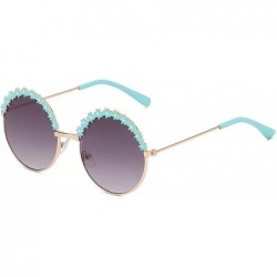 Round 2019 Festival Metal Frame Kids Sunglasses Flower Round Sun Glasses Girls Boys Baby Brand Children Oculos - Blue - CY197...