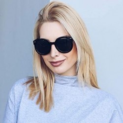 Oversized Round Retro Oversized Sunglasses for Women with Colored Mirror and Neutral Lens 53mm - C05 - Black / Lavender - CQ1...