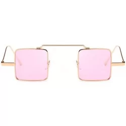 Square Vintage Polarized Sunglasses for Men Women - Glasses Square Metal Frame Mirrored Lens Shades - D - CO196ESTSA8 $10.05