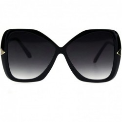 Square Womens Glitter Plastic Frame Butterfly Large Diva Sunglasses - Black Smoke - C318QNN9XII $13.31